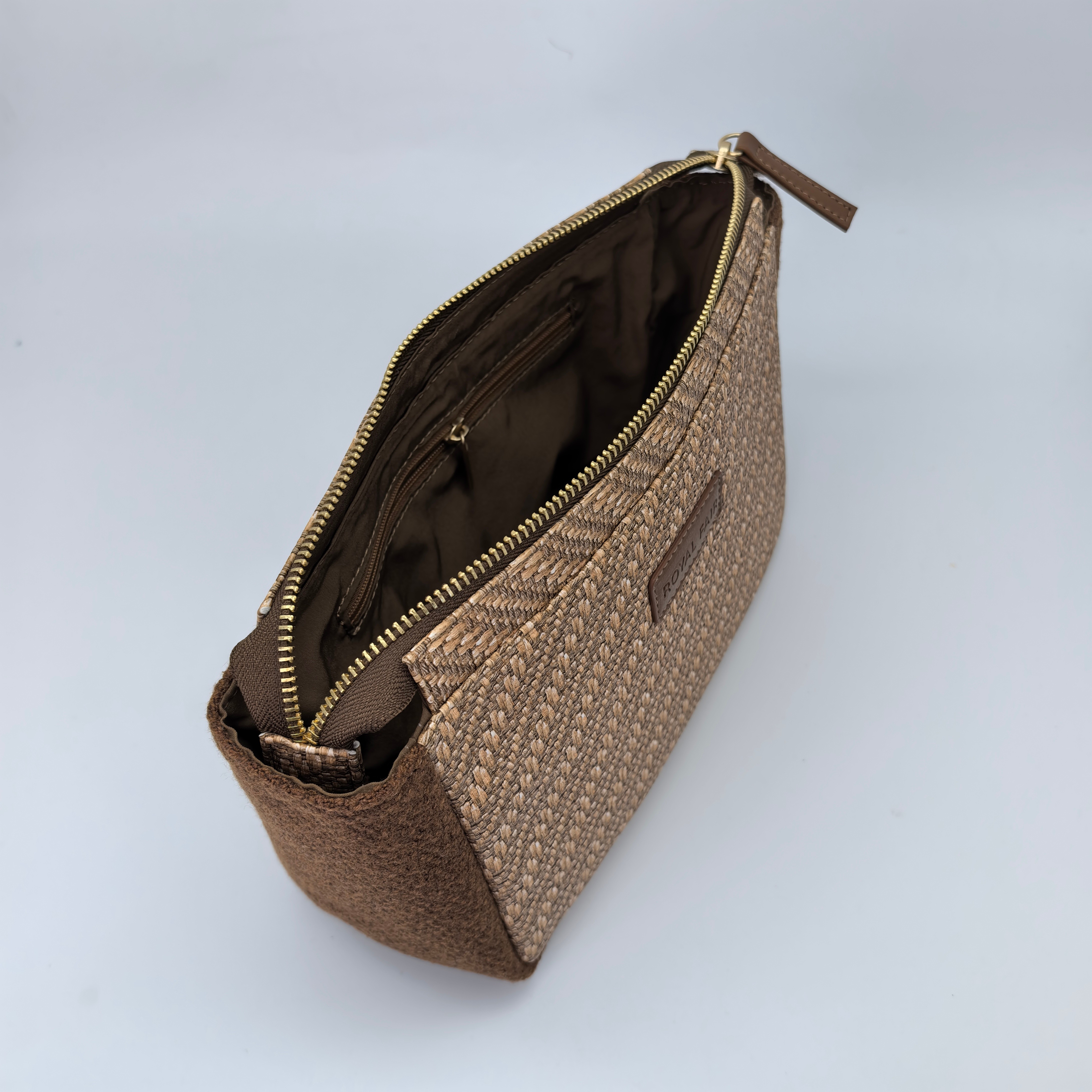 Royal Fair Custom Straw Cosmetic bag Handwoven wide open Storage Makeup Organizer Portable Chic Durable bag For Daily