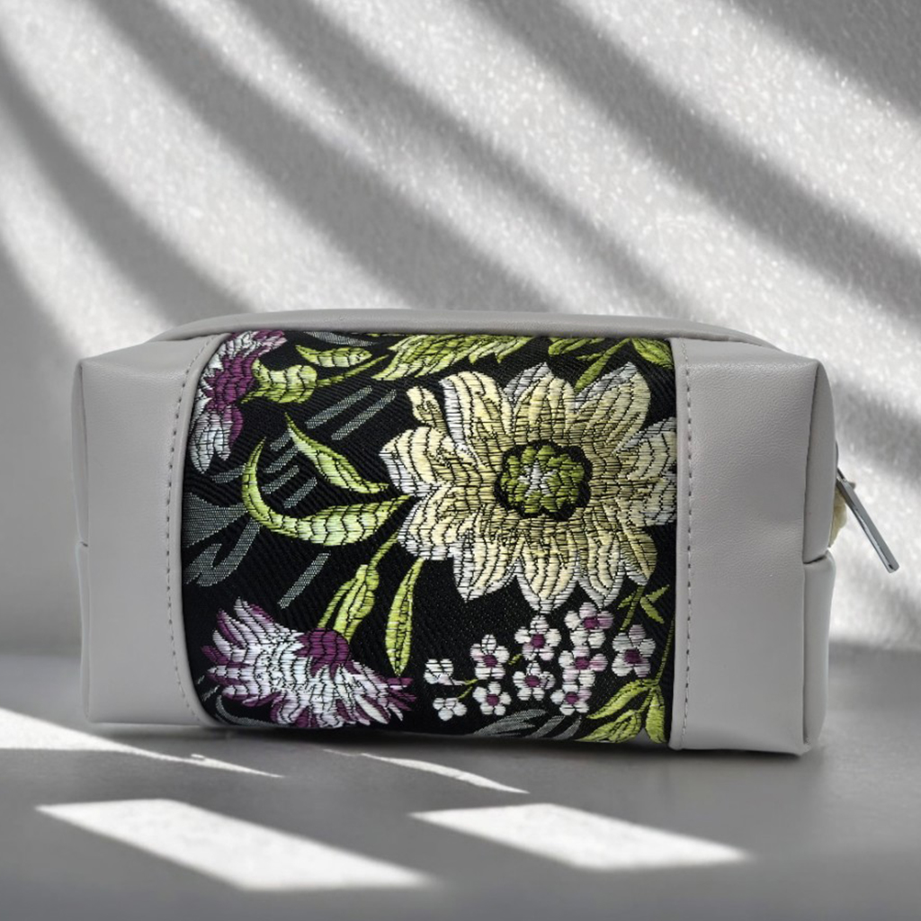 Royal Fair Women's Fashion Handmade Embroidered Bag Fabric Clutch Bag Ethnic Style with Colorful Floral Embroidery Cosmetic bag