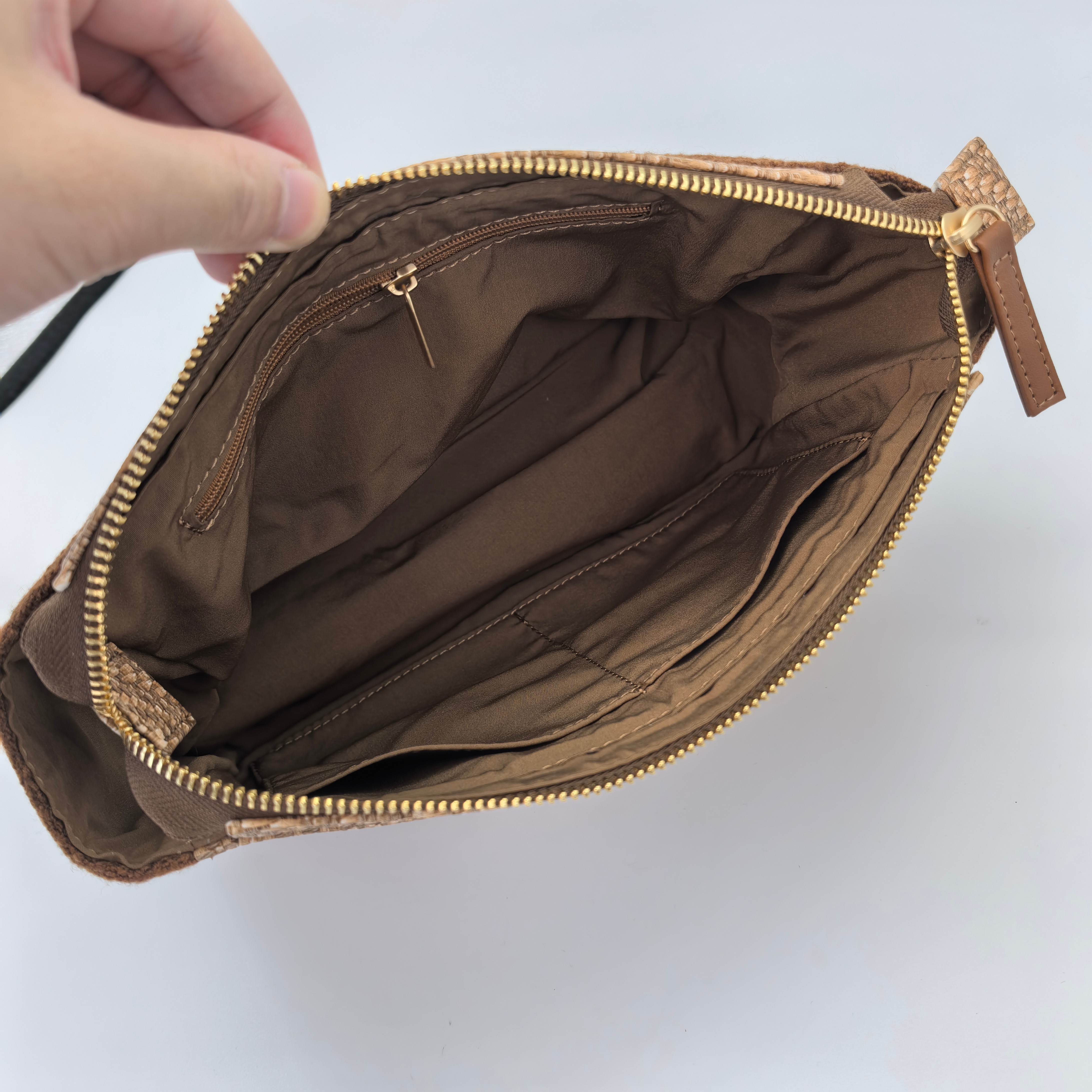 Royal Fair Custom Straw Cosmetic bag Handwoven wide open Storage Makeup Organizer Portable Chic Durable bag For Daily