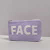 Royal Fair Purple Plush Toiletry Bag Embroidered Design Compact Cosmetic Organizer Multi-Pocket Travel Storage