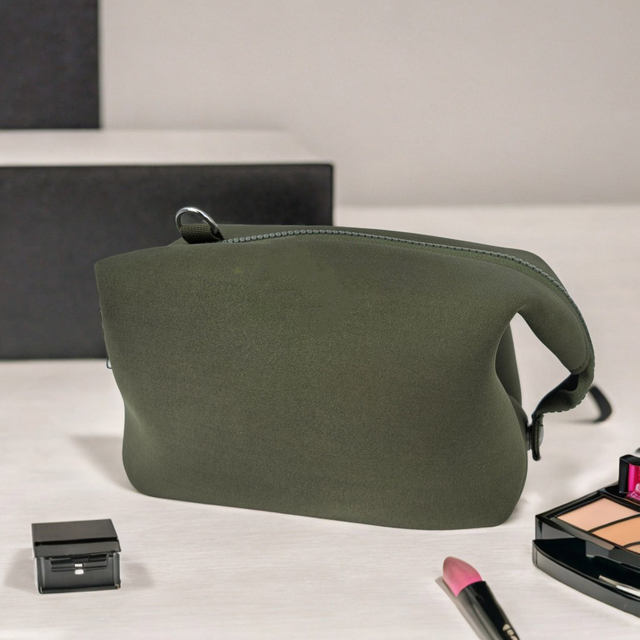 RF Solid Color Travel Storage Zipper Neoprene Cosmetic Bag
