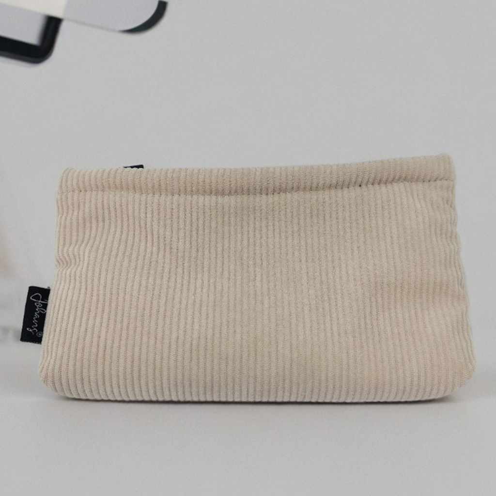 Royal Fair Corduroy Toiletry Pouch Apricot Zippered Cosmetic Bag Durable Travel Organizer