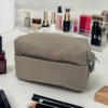 Royal Fair Custom Dark Grey Makeup Organizer Case Canvas Material Multiple Pockets Cosmetic Bag