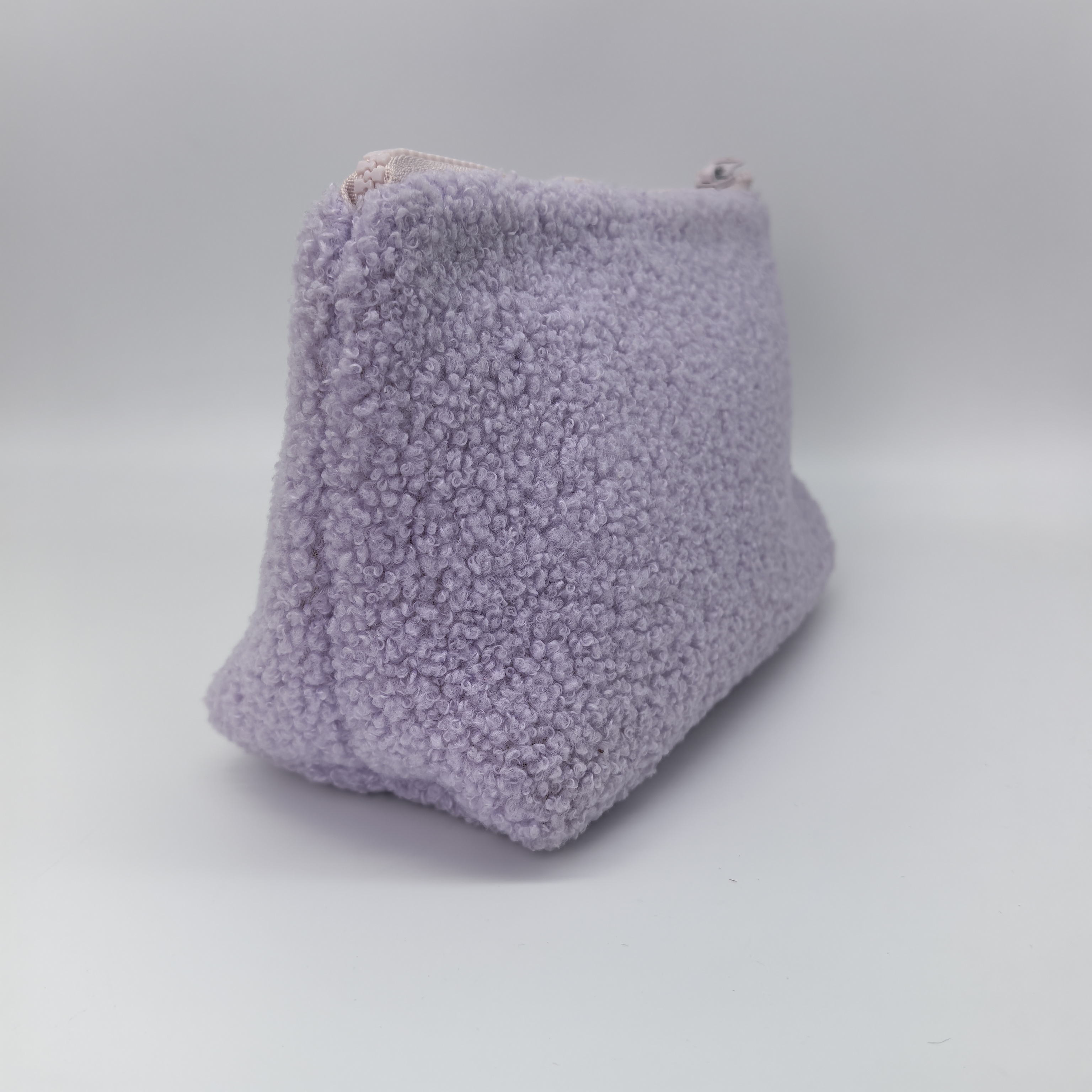 Royal Fair Purple Plush Toiletry Bag Embroidered Design Compact Cosmetic Organizer Multi-Pocket Travel Storage