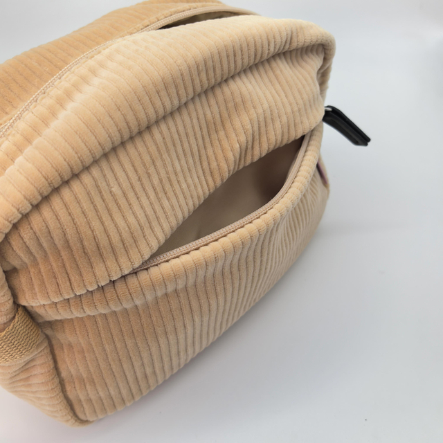 Royal Fair Custom Beige Corduroy Toiletry Bag High Quality Material Perfect for Organizing Beauty Essentials