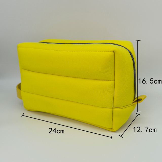 RF Solid Yellow Soft Storage Neoprene Cosmetic Bag
