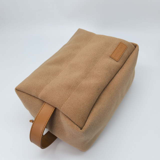 Royal Fair Elegant Cosmetic Bag Premium looking Faux Suede and Stylish Leather Strap for Neatly Stowing Makeup