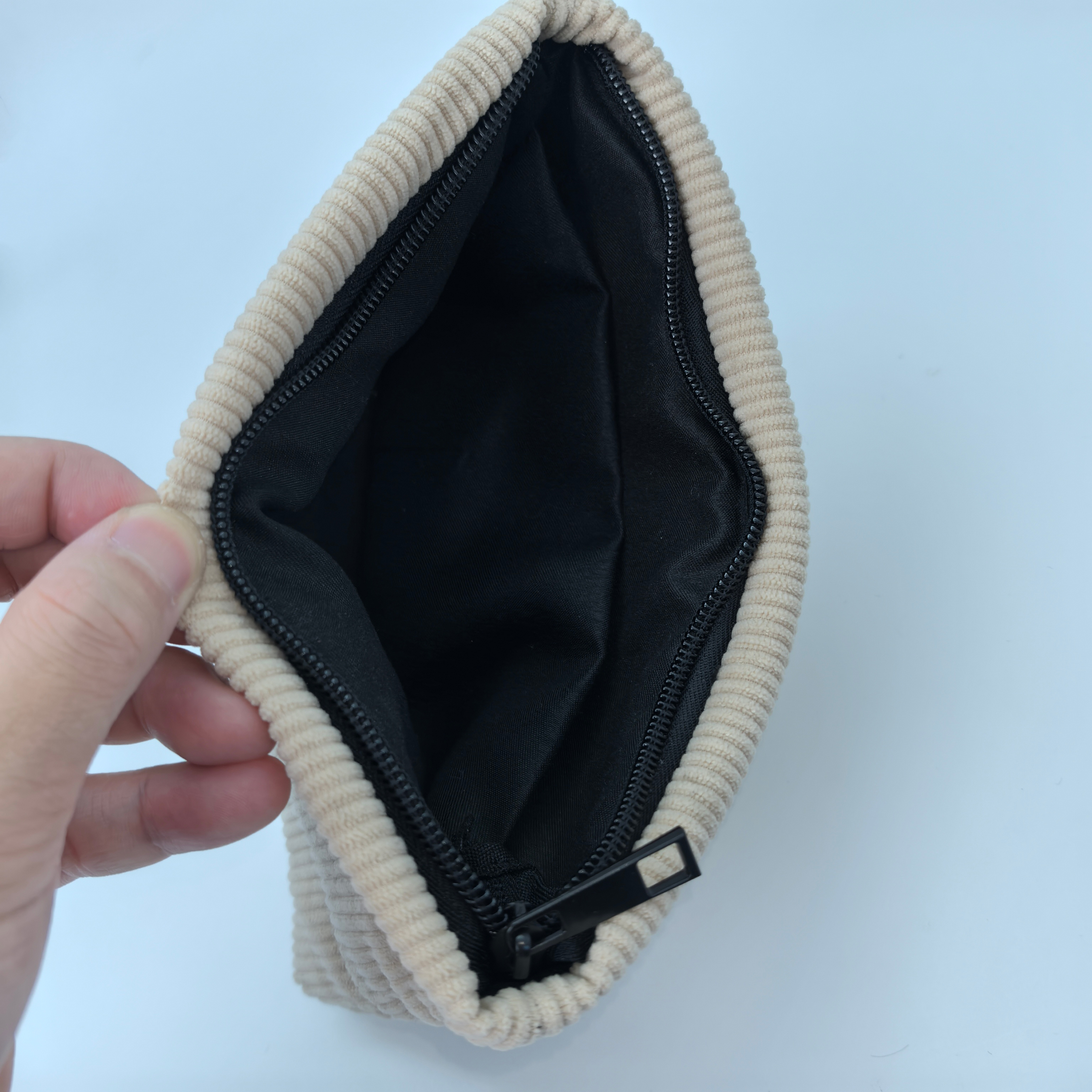 Royal Fair Corduroy Toiletry Pouch Apricot Zippered Cosmetic Bag Durable Travel Organizer
