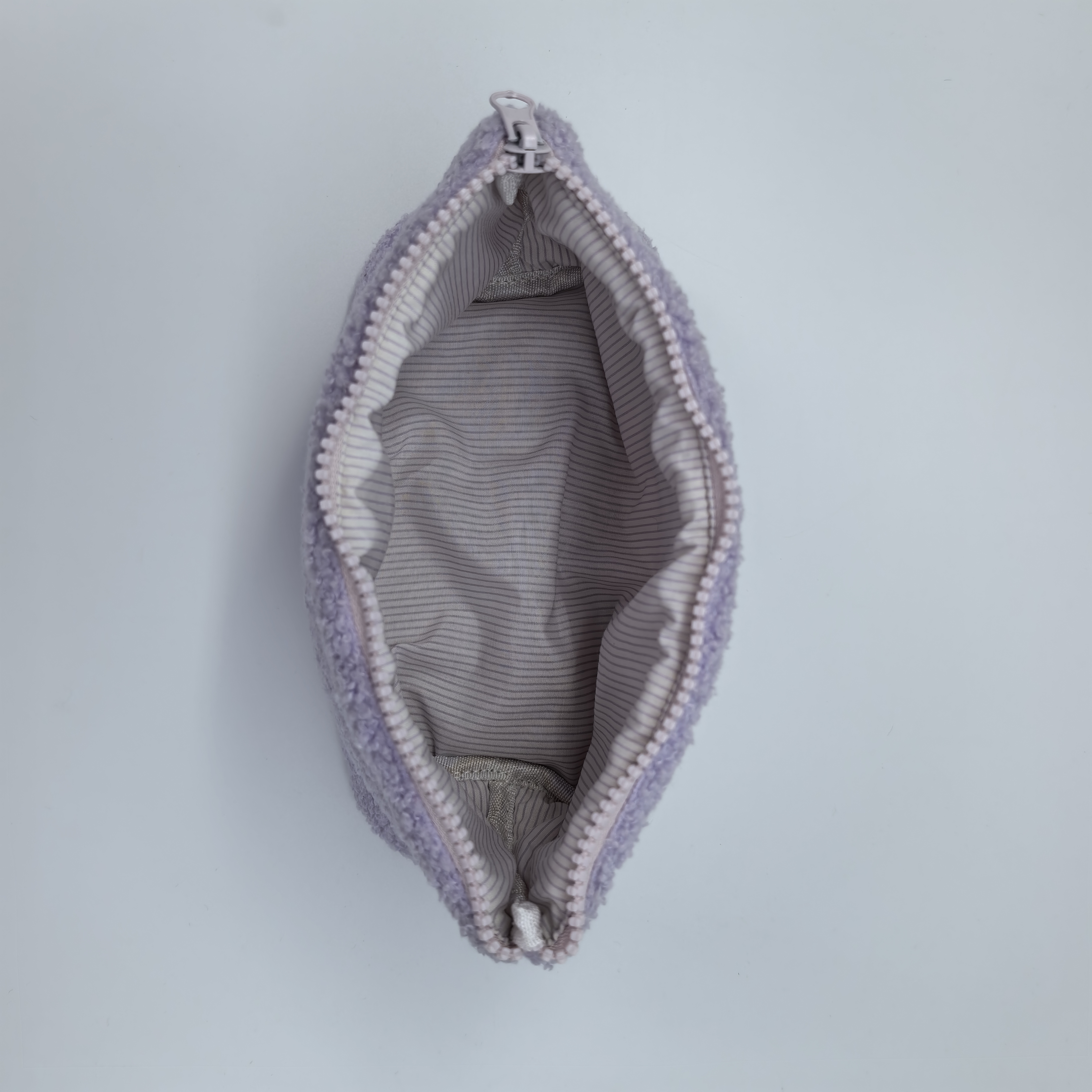 Royal Fair Purple Plush Toiletry Bag Embroidered Design Compact Cosmetic Organizer Multi-Pocket Travel Storage