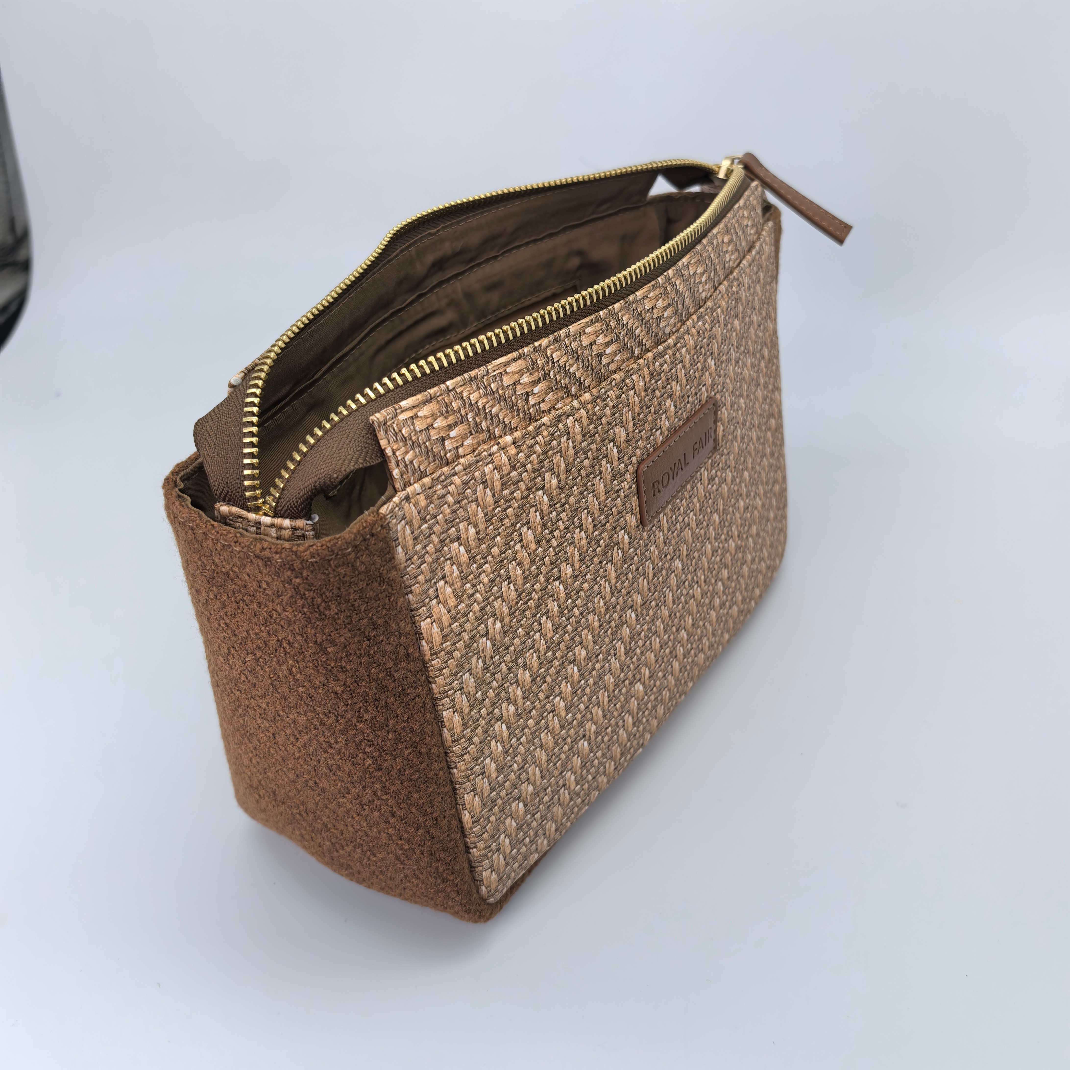 Royal Fair Custom Straw Cosmetic bag Handwoven wide open Storage Makeup Organizer Portable Chic Durable bag For Daily