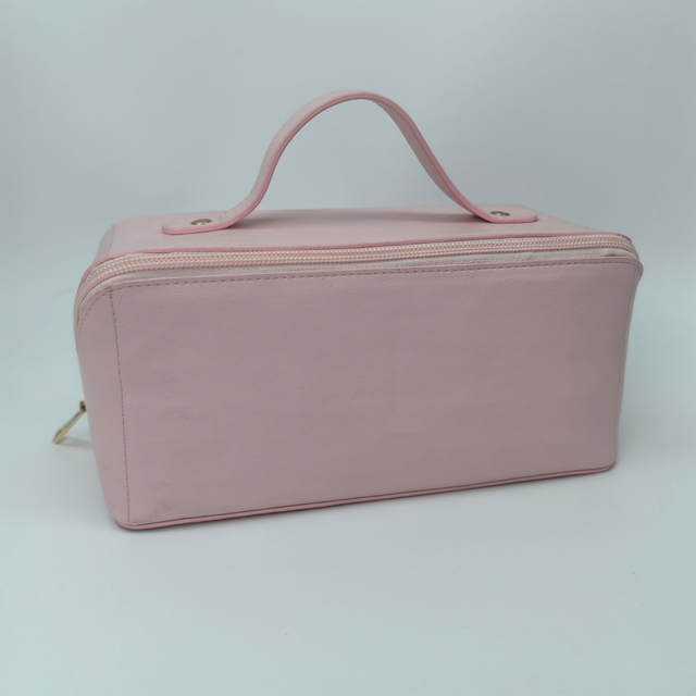 Royal Fair Leather Cosmetic Bag Leather Wide Opening Durable Makeup Organizer Travel Toiletry Bag