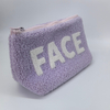 Royal Fair Purple Plush Toiletry Bag Embroidered Design Compact Cosmetic Organizer Multi-Pocket Travel Storage