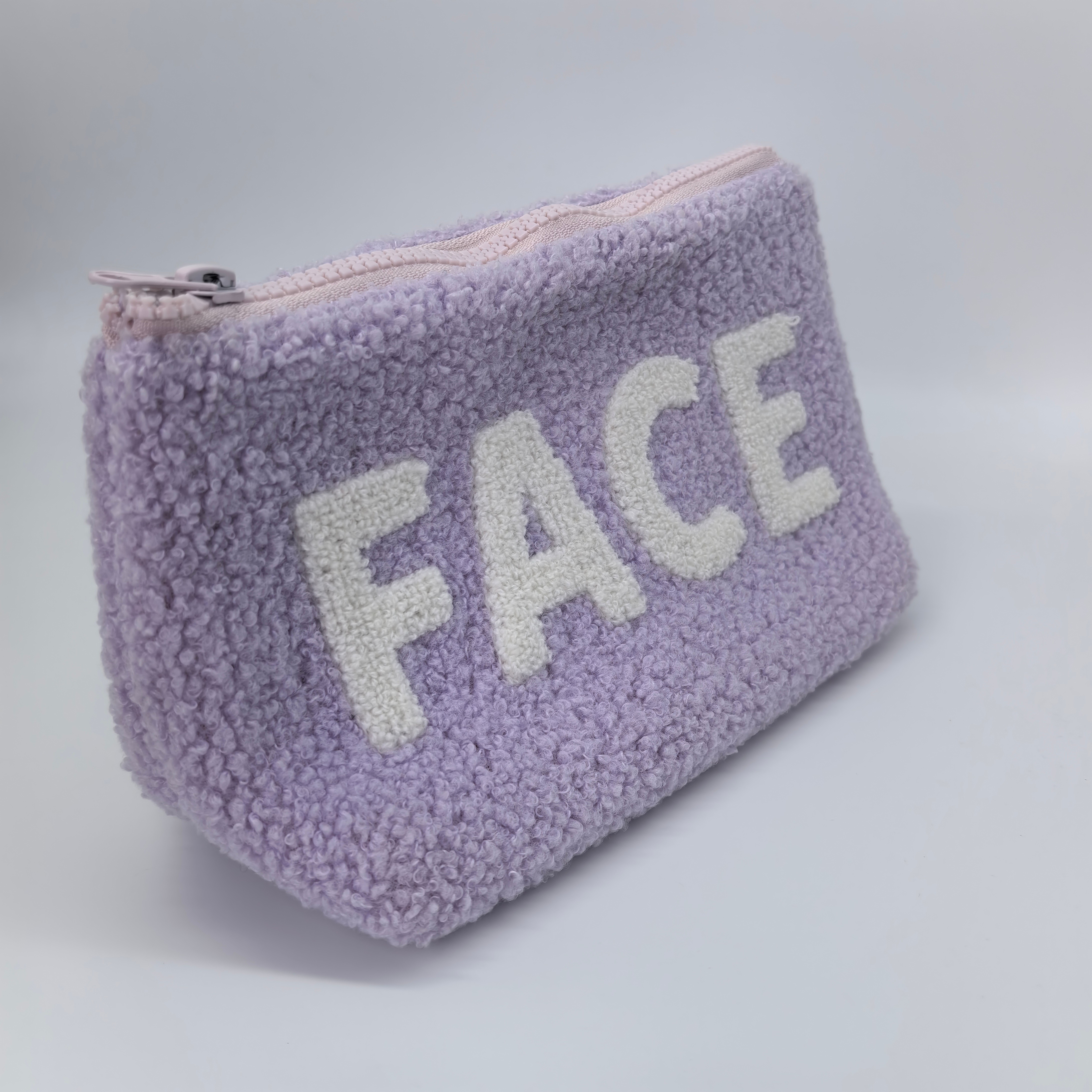 Royal Fair Purple Plush Toiletry Bag Embroidered Design Compact Cosmetic Organizer Multi-Pocket Travel Storage