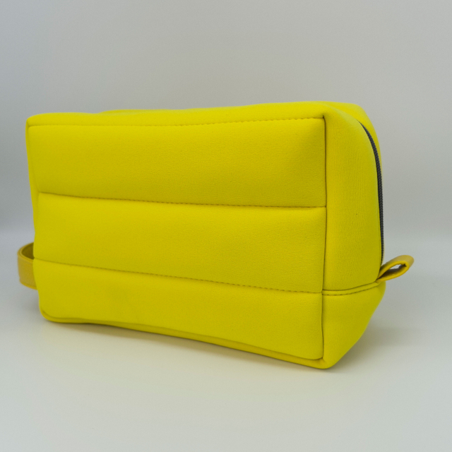 Royal Fair Custom Solid Yellow Soft Neoprene Cosmetic Bag Pouch Big Capacity Neoprene Cosmetic Bag Handle Storage Make up Bag
