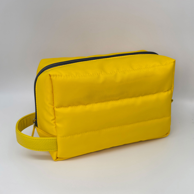 RF Solid Color Waterproof Nylon Puffer Cosmetic Bag