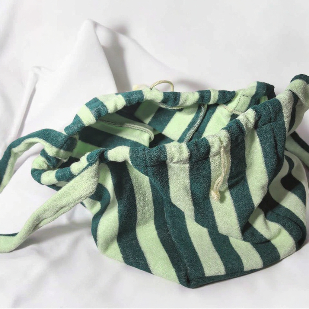 RF Large Soft Two-color Striped Towel Cloth Tote Bag