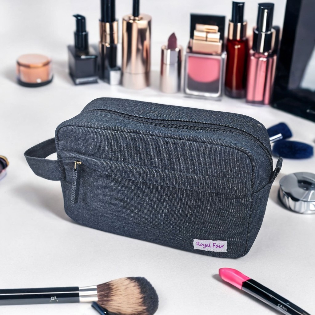 Royal Fair Eco-Friendly Open-Mouth Organizer Bag Zippered Compartments Makeup bag Custom Logo