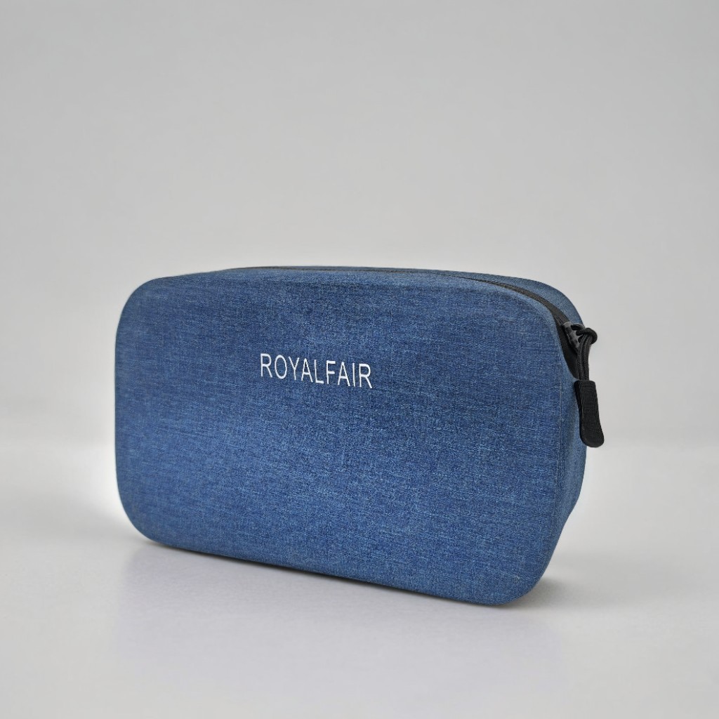 Royal Fair Travel Cosmetic Case Blue Durable Organizer Zippered Makeup Bag Lightweight Daily Use