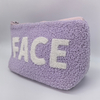 Royal Fair Purple Plush Toiletry Bag Embroidered Design Compact Cosmetic Organizer Multi-Pocket Travel Storage