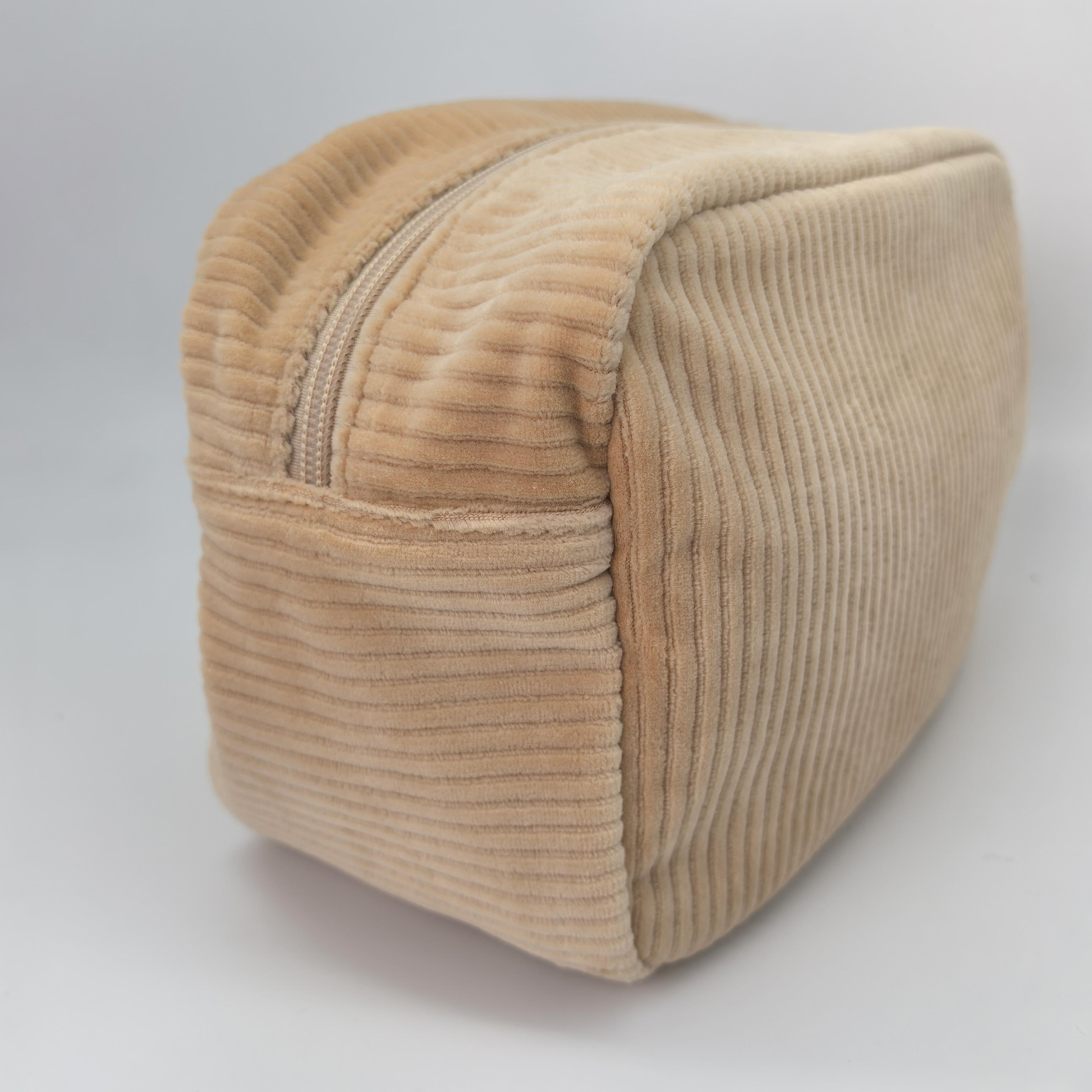 Royal Fair Custom Beige Corduroy Toiletry Bag High Quality Material Perfect for Organizing Beauty Essentials