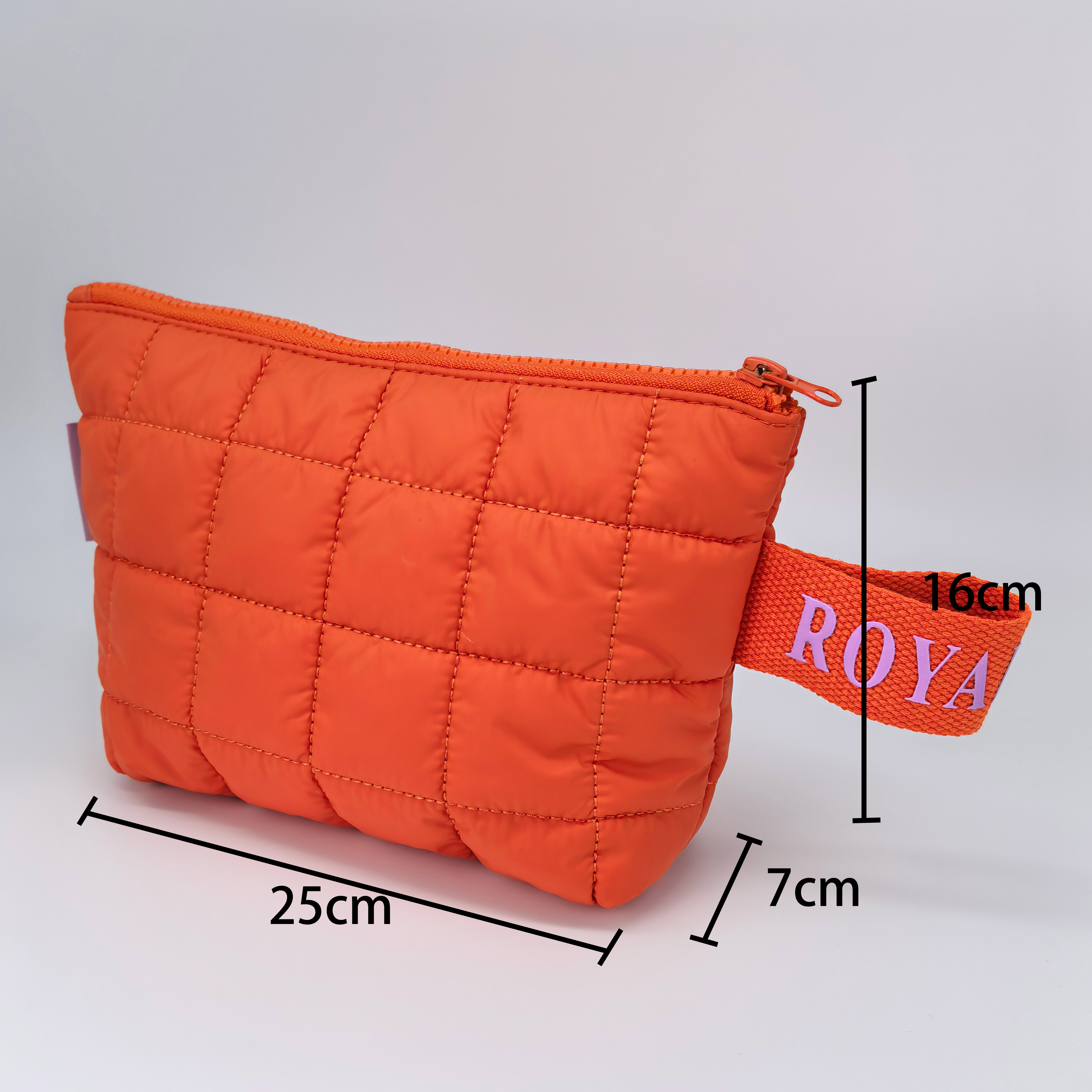 RF Solid Color Checkered Quilted Makeup Bag