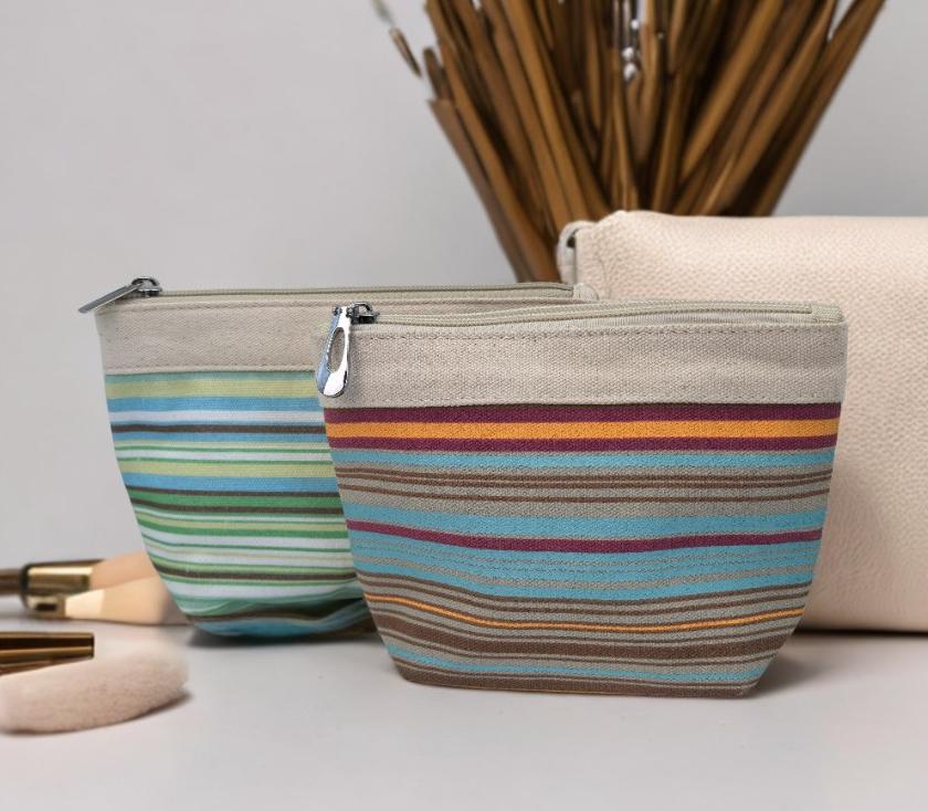 RF Logo Eco Friendly Durable Zipper Canvas Makeup Bag